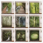 Деревянные занавески для душа с изображением леса, водонепроницаемые затемняющие 3d-шторы из полиэстера для ванной комнаты