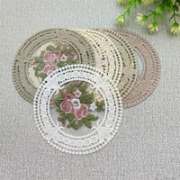european lace table cloth round placemat embroidered tablecloth tea table coaster sofa armrest cover home wedding decor