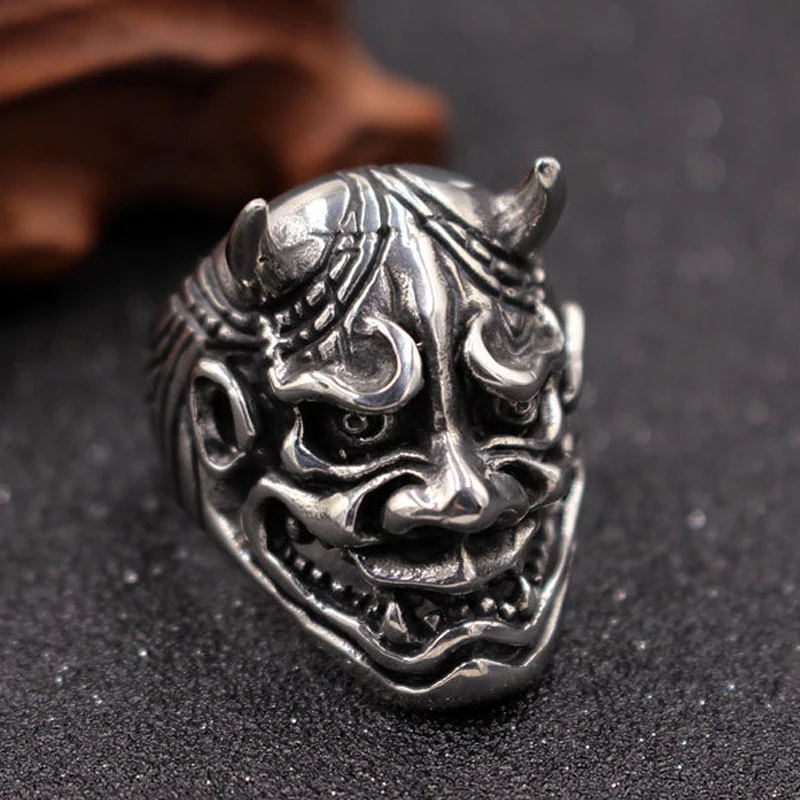 Personality Mens Bull Head Skull Ring Stainless Steel Punk Biker Ghost Heavy Sugar Male Gothic Jewelry | Украшения и аксессуары