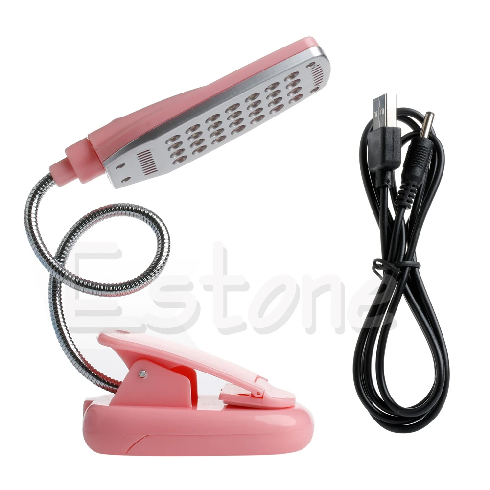 

1PC Flexible USB 28 LED Light Clip-on Beside Bed Table Desk Reading Book Lamp 4XFD