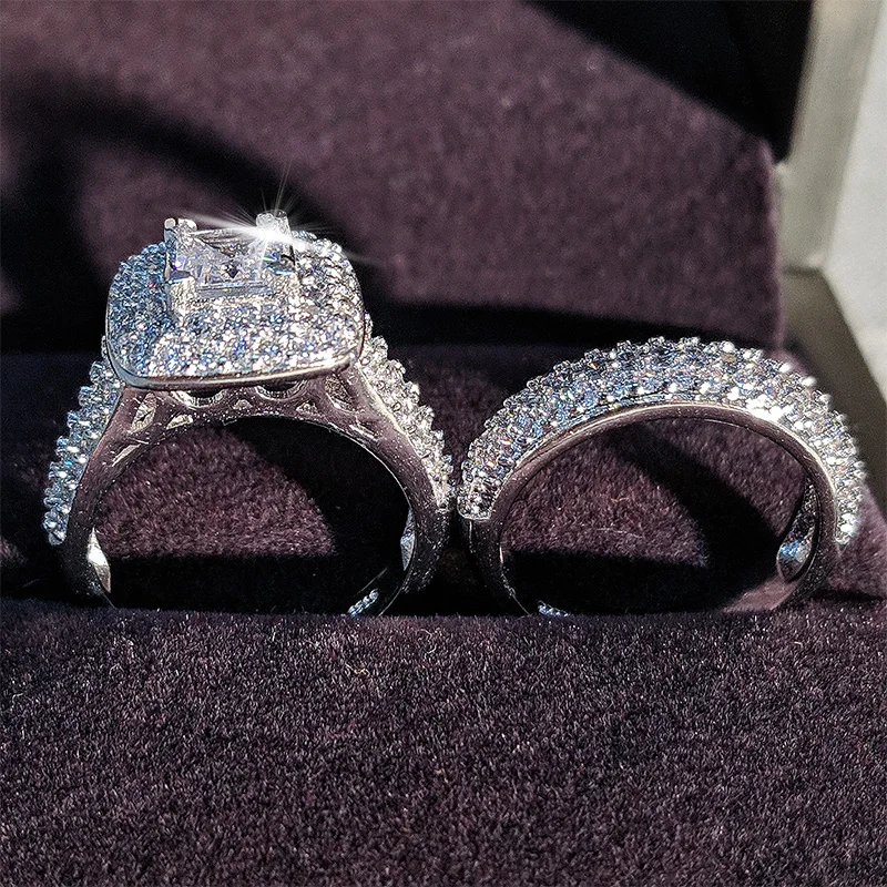 Moonso модный роскошный набор обручальных колец для свадебных девушек и женщин, парные Драгоценности R3400