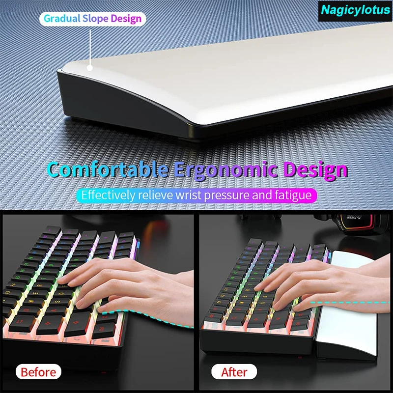 

Ajazz 104 Keys Mechanical Keyboard Wrist Pad Keyboard Wrist Rest Pad Support with Anti-Slip PU Leather Soft Memory Foam