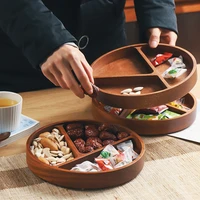 ebony solid wood dried fruit box wooden candy box household tea table nelon seed snack tray compartment storage tray