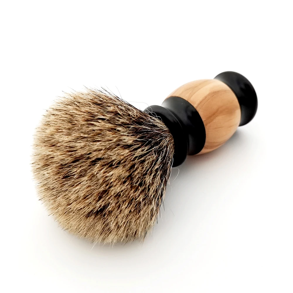 

Men Shaving Brush Badger Hair Black Tip Wood+Alloy Handle Classic Vintage Barber Home Beard Care Clean Tool Boyfriend Dad Gift