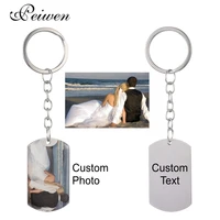 custom diy tag photo keychain stainless steel engraved photograph keychain charm keyring jewelry for mothers fathers day gift