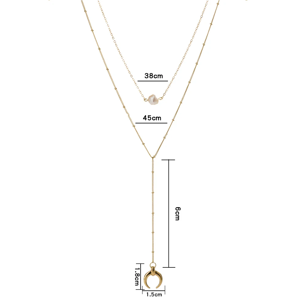 Женское многослойное ожерелье KCALOE с Луной и звездой в стиле ретро из золотистого