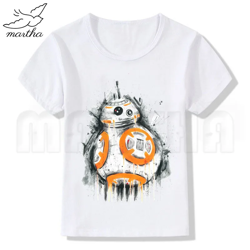 Звездные войны bb8 белая футболка для маленьких девочек летние повседневные