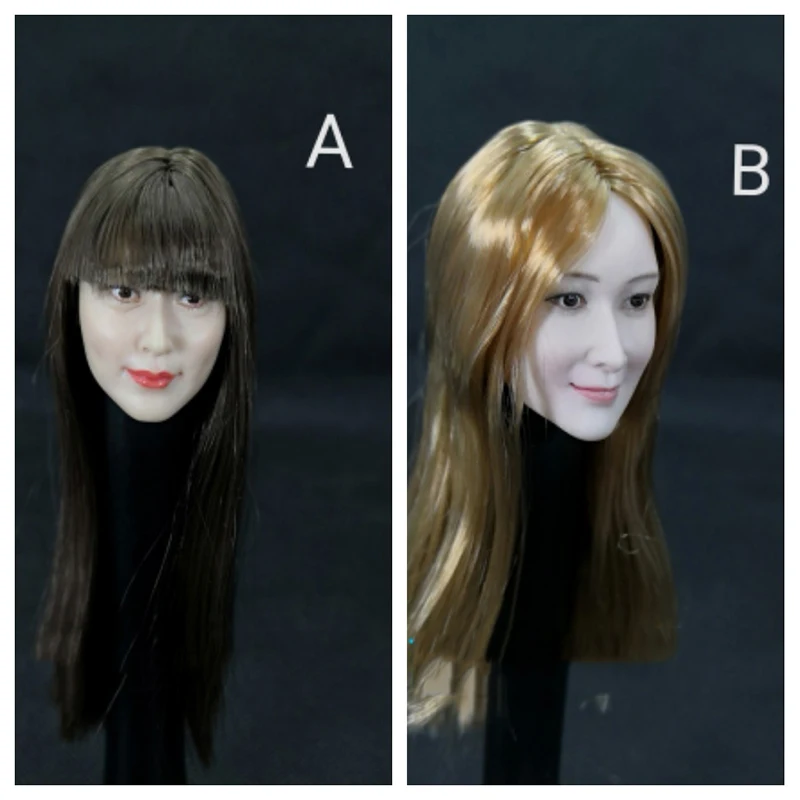 

Масштаб 1/6 женская голова Лепка Коричневые Желтые длинные волосы для 12 дюймов бледные тела экшн-фигурок