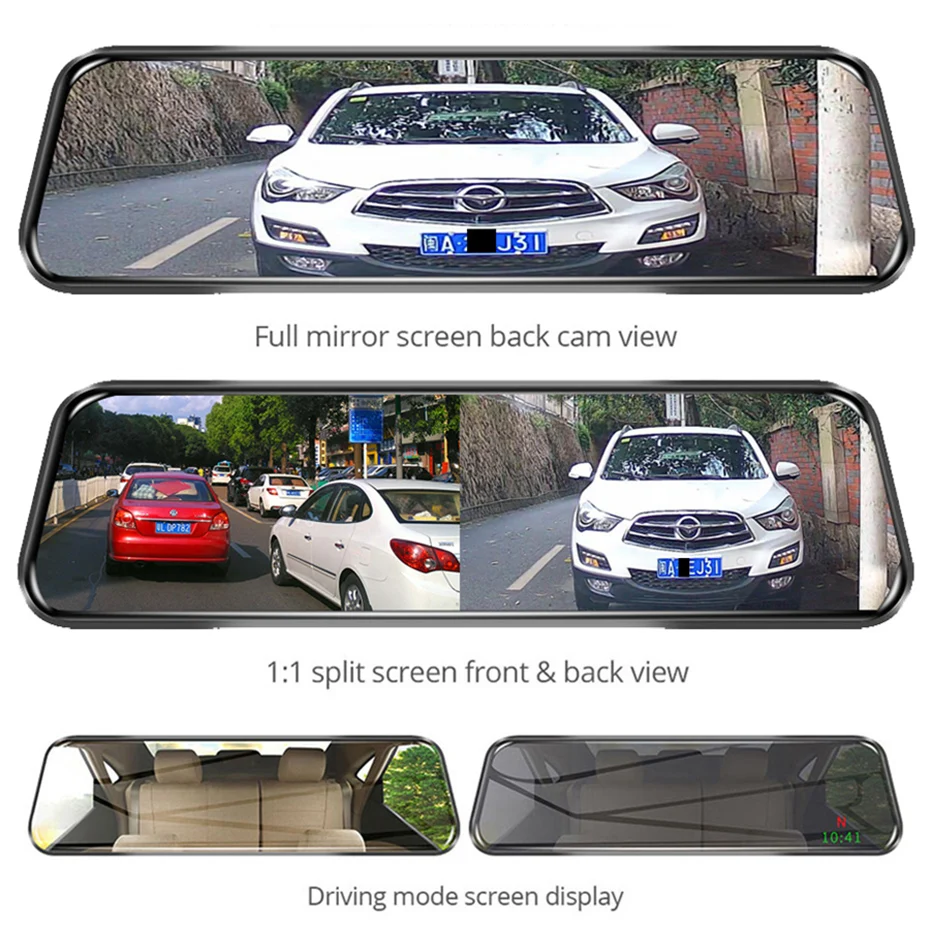 

QUIDUX 4G ADAS Car DVR Camera 10" Streaming RearView Mirror FHD 1080P Android WiFi GPS Dash Cam Registrar Special Video Recorder