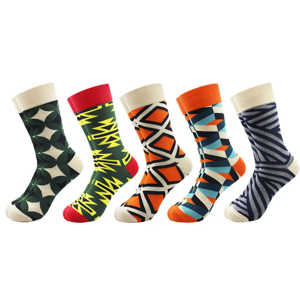 Носки мужские разноцветные, из пара/лот чесаного хлопка, 5 носки для скейтеров от AliExpress WW