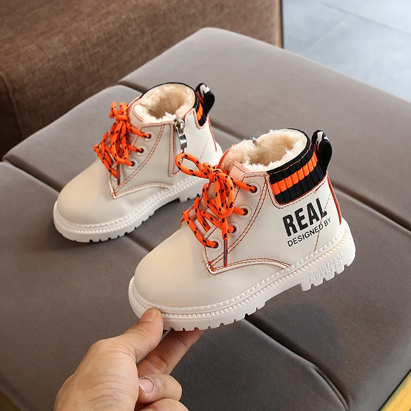 New winter children cotton boots boys fashion single Martin girls warm side zipper shoes baby snow with fur | Мать и ребенок