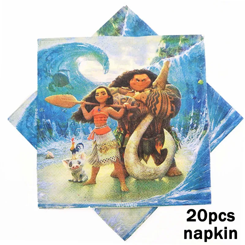 20pc Napkin 24 шт./компл. Моана для капкейка-Baby Shower дети День Рождения декоративные принадлежности дети были счастливы День рождения расходные материалы - Цвет: 20pc Napkin