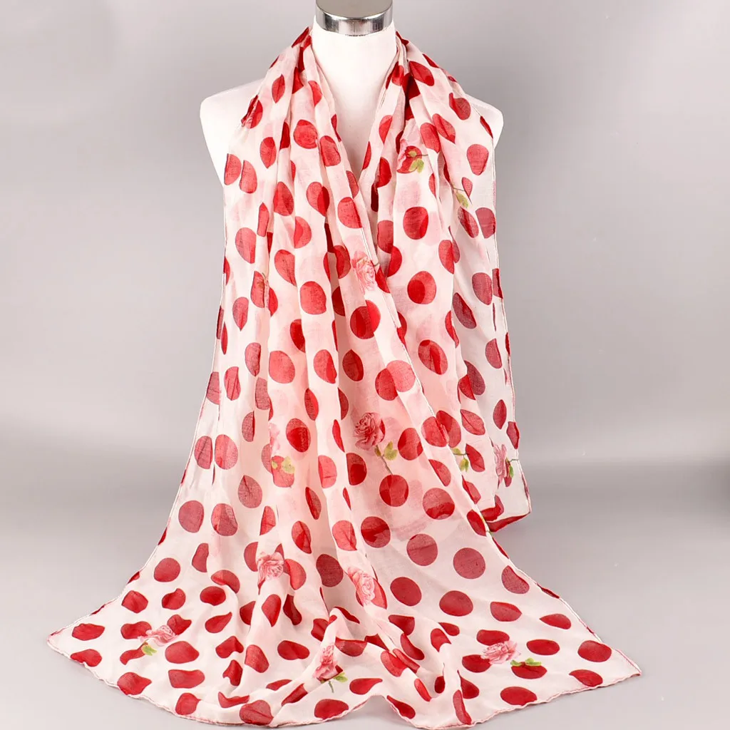 Модный женский тонкий шарф в горошек теплые шарфы мягкие шали обёрточная бумага s