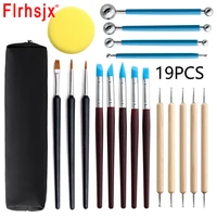 19pcsset polymer clay tools kit clay sculpting set sculpt smoothing wax carving pottery ceramic shapers diy tools storage bag