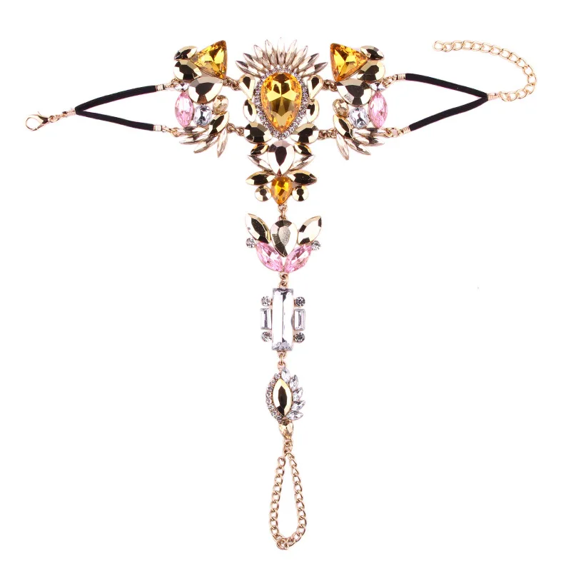 Модный браслет на ногу в стиле бохо с кристаллами винтажный женский массивный