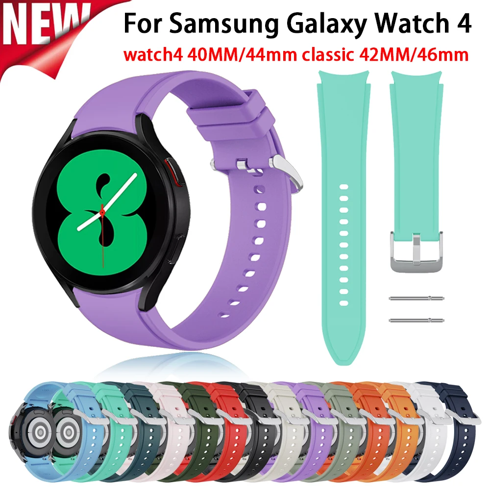 

2021 New Silicone Band for Samsung Galaxy watch 4 classic 42MM/46mm Original Soft Strap For Samsung watch4 40MM/44mm Watch3 41mm