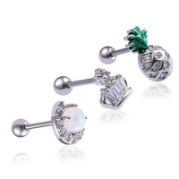 1pc zircon ear tragus rings stud stainless steel bar ear piercing cartilage helix daith earrings for women men body jewelry 20g