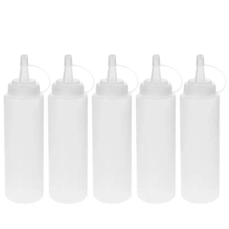 

5pcs 350ml 8oz Squeeze Condiment Bottles Plastic Salad Dressing Bottle Squirt Sauce Dispensers Ketchup Mustard Cruet