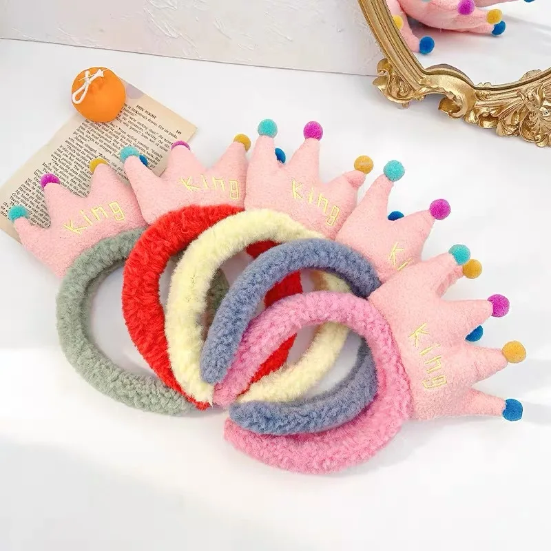 

New Face Wash Makeup Hair Band Hairpin Cartoon Cute Little Crown Hair Band King Queen Headband Woman Girl Hair Accessories
