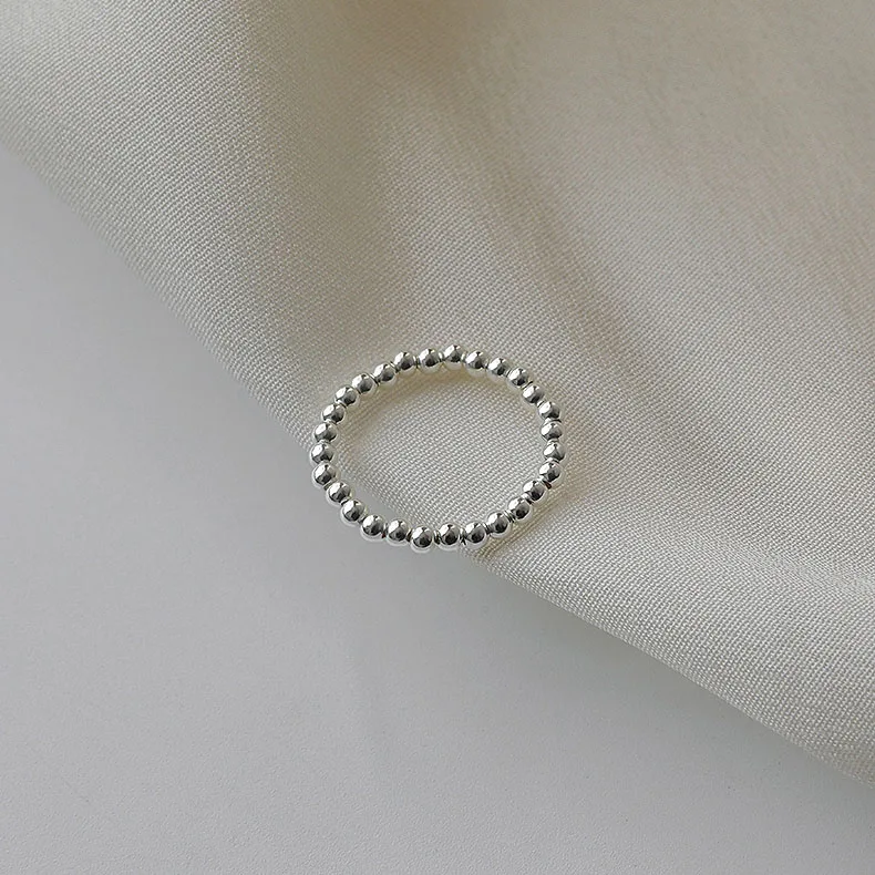 

Small Silver Color Metal Beads Round Finger Ring For Women Teens Simple Elegant New Fashion Jewelry Gift