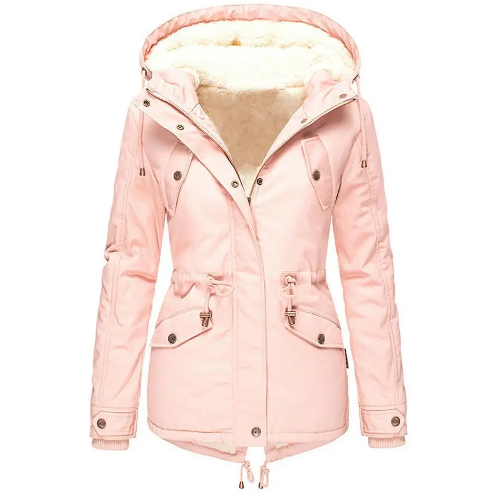 

Winter Thick Warm Jackets For Women Plus Size Solid Color Down Outcoats Long Sleeve Zipper Pocket Overcoat Chaqueton Mujer