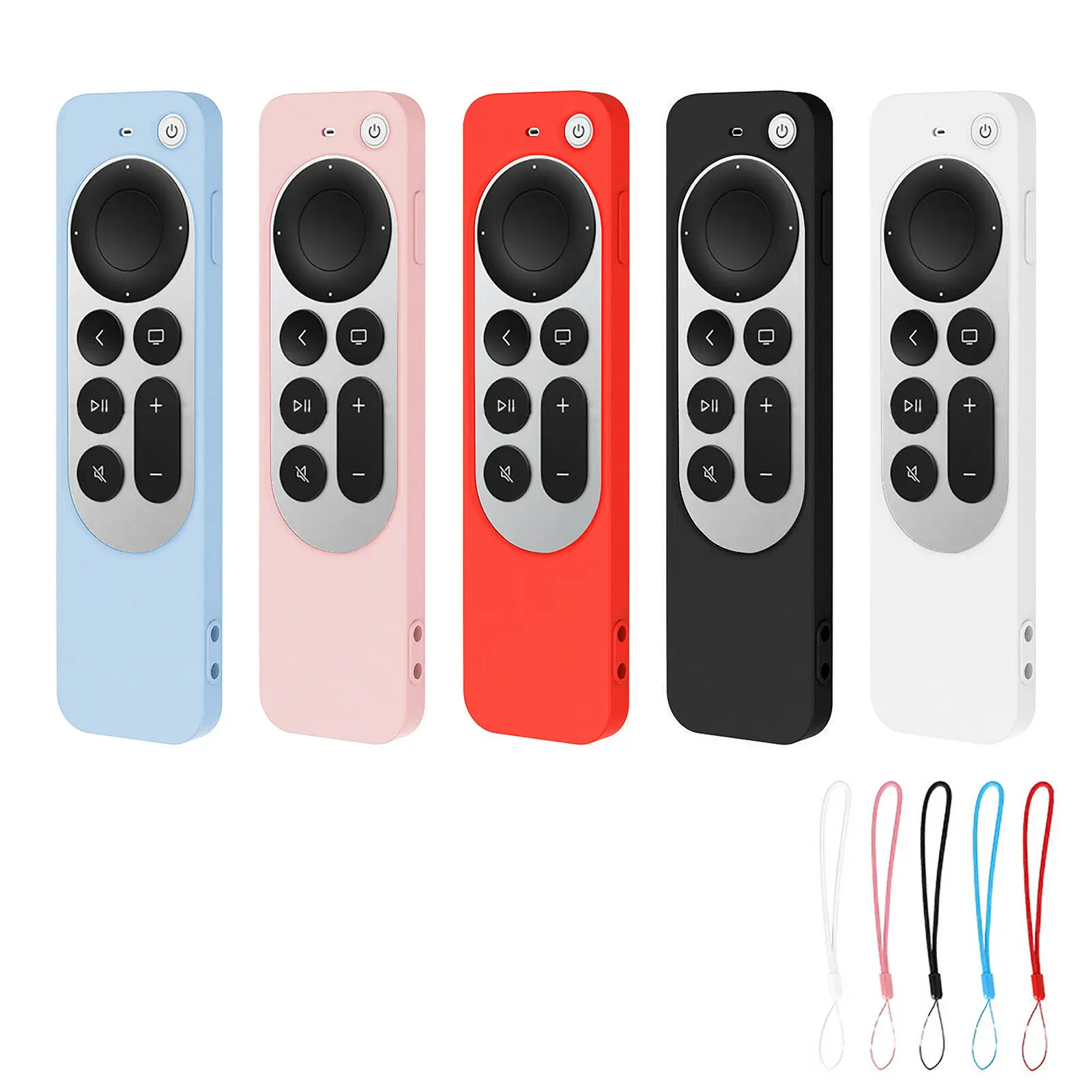 

Black/White/Red/Pink/Blue Optional Shockproof Silicone Shell Protect Case Cover With Lanyard For TV 4K 2021 6th Remote Control