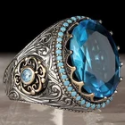 кольца кольцо женское кольцо кольцо мужское Кольцо с фианитом для мужчин и женщин, крупное металлическое кольцо с серебряным покрытием, инкрустация крупным темно-синим кубическим цирконием, Подарок на годовщину
