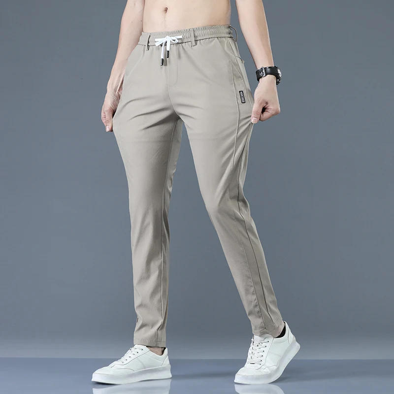 

Pantalones de trabajo informales para hombre, pantalón fino de longitud completa con apliques de bolsillo, Color verde sólido,
