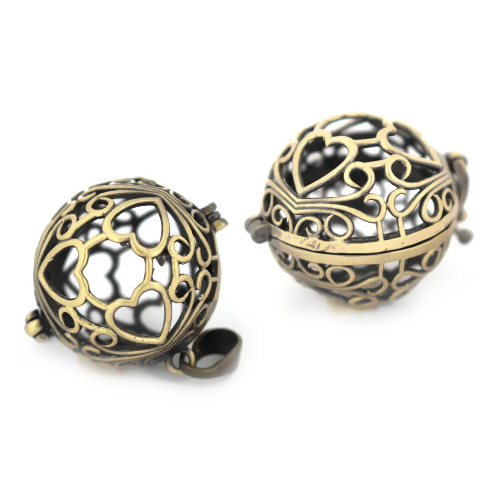 Винтажный круглый полый филигранный кулон клетка сердце эфирное масло диффузор