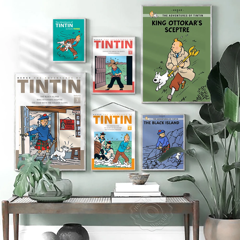 

Tintin Adventure Poster Camel Desert Comics Cartoon Retro Vintage Print Classic Canvas Painting Art Wall Picture Home Decor Gift