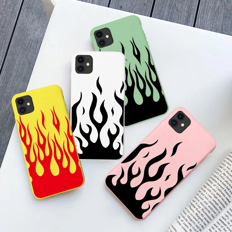 Artistic personality flame pattern phone case for iphone 11 12 13 Pro Max 7 8 plus X XR XS Max SE 2020 Soft Silicone cover