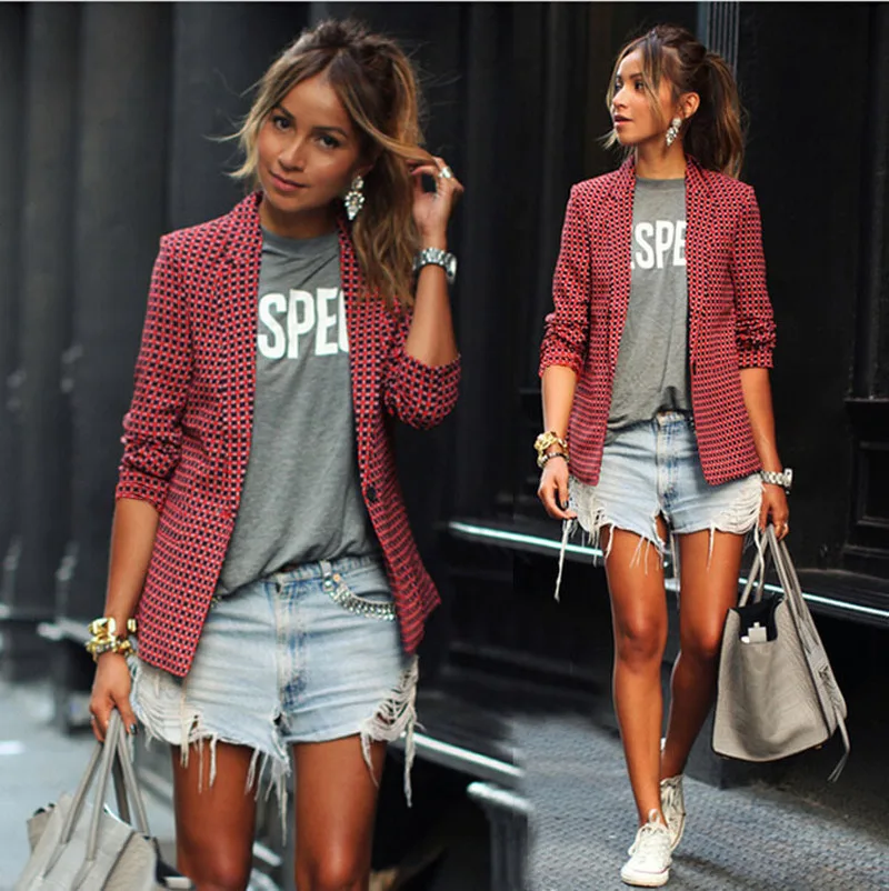 

ZOGAA Elegant Autumn Winter Plaid Women Blazer Coat Causal Long Sleeve Tweed Coat Short Office Ladies Pocket Women Suit Blazer