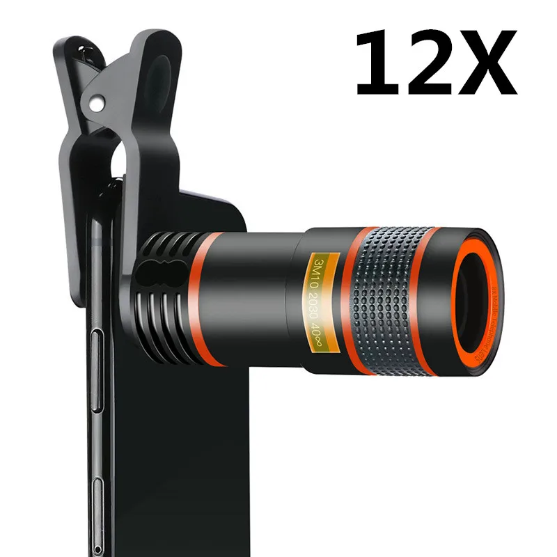 12X Универсальный зажим 8X 12X 18X 20X 36X зум сотовый телефон телескоп объектив Внешний объектив для смартфонов для iPhone samsung huawei mi - Цвет: 12X