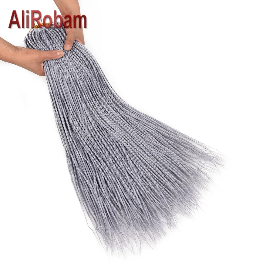 Длинные плетеные косички AliRobam длиной 24 дюйма Сенегальские синего или серого