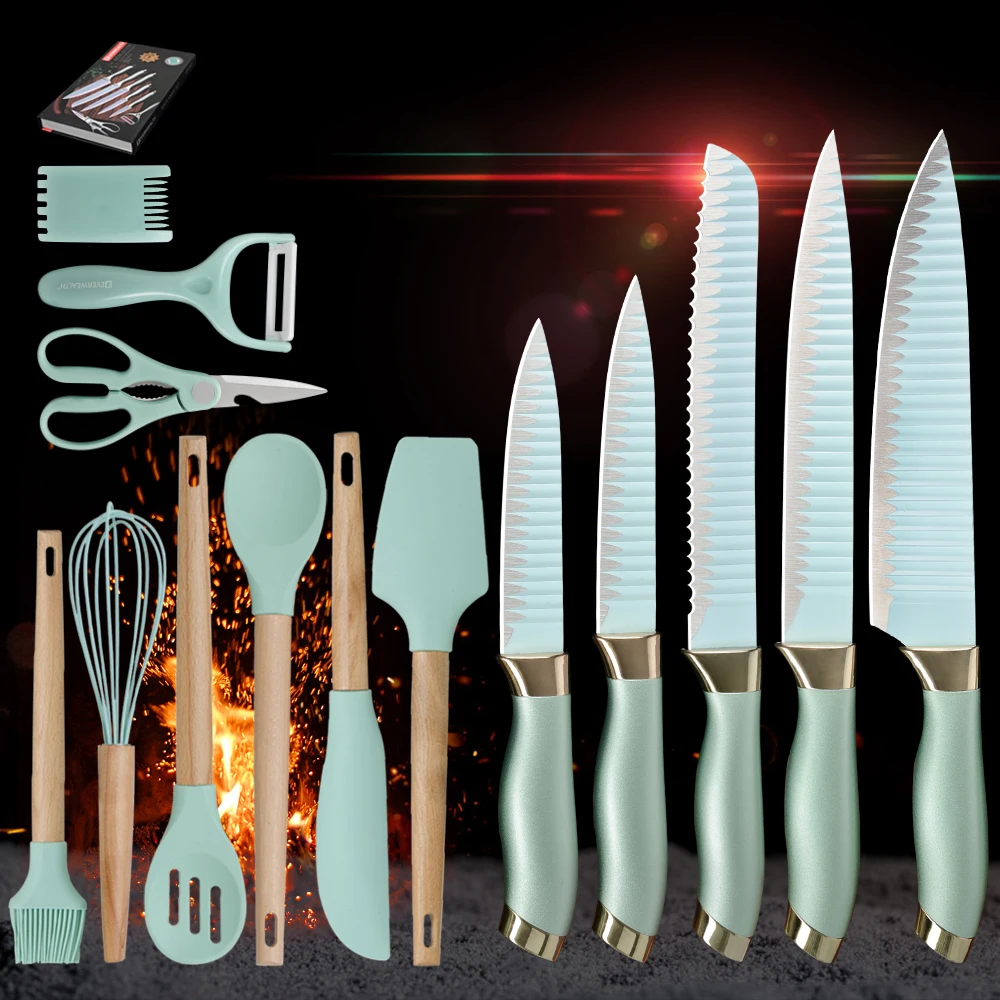 MUZ набор кухонных ножей из нержавеющей стали силиконовая кухонная утварь для