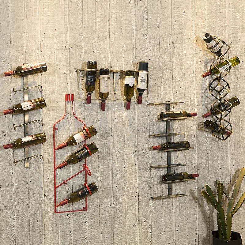 

Retro Design Red Wine Rack Creative Wine Cabinet Retro Industrial Style Bar Decoration Tieyi Red Wine Rack Creative Wine Cabinet