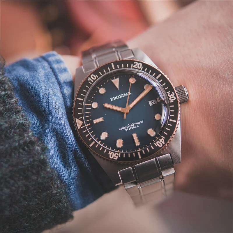 Proxima Роскошные модные нарядные часы для мужчин автоматические 20 атм дайвер