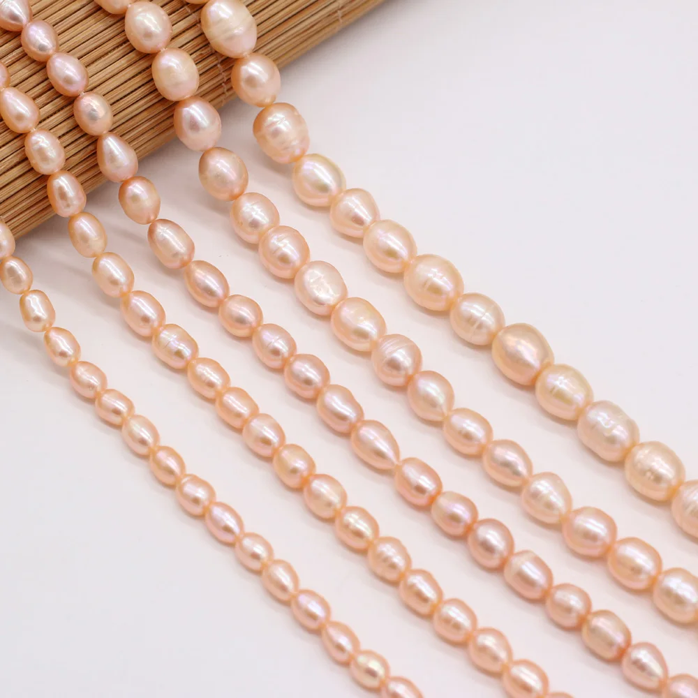 

Natural Freshwater Pearls Beaded Fashion Rice Shape Pink Pearl Beads for Jewelry Making DIY Bracelets Necklace Accessories 36cm