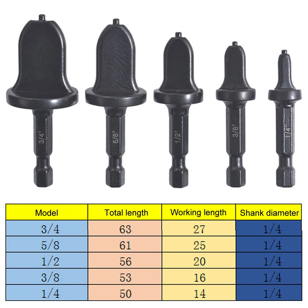 

5Pcs/Pack Tube Expander Air Conditioner Copper Pipe Swaging Tool Round Handle (1/2, 1/4, 3/4, 3/8, 5/8)mm