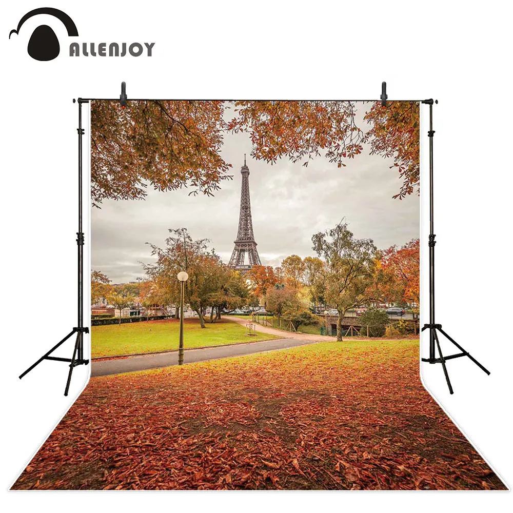 Allenjoy осенний Фотофон с Эйфелевой башней кленовыми листьями красивым парком