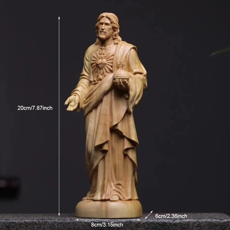 Статуя Священного Сердца Иисуса самшит домашний декор религиозная фигурка