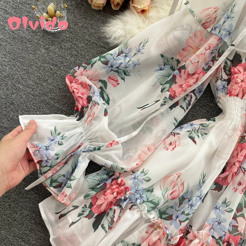 

Vacation Style Female Print Short Summer Dress One-Neck Chiffon Puff Sleeve Slim Strapless Sexy Dress Beach Urban Commuting