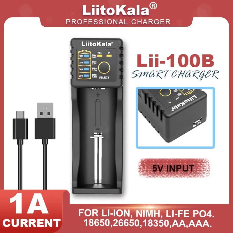 

Liitokala Lii-202 Lii-402 Lii-100B 18650 1,2 V 3,7 V 3,2 V 3,85 V AA/AAA 26650 10440 25500 литиевое зарядное устройство для электронных сигарет