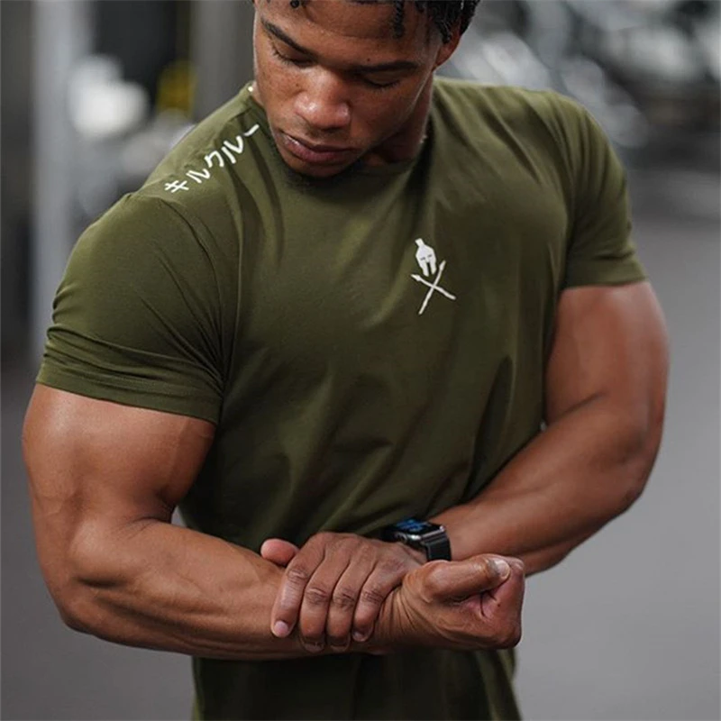 Футболка мужская облегающая спортивный джоггер повседневная для тренажерного