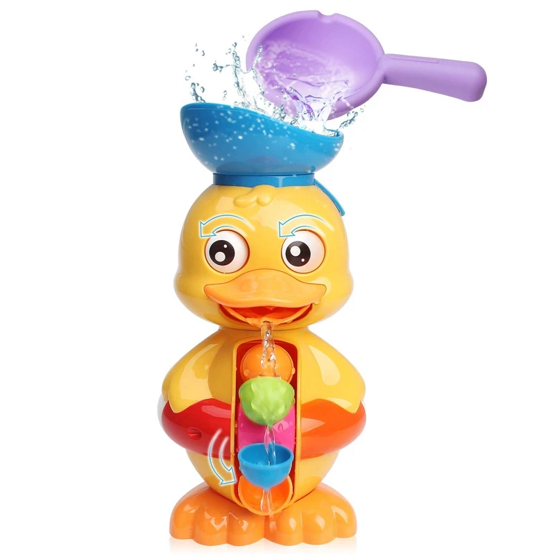 

Baby Bath Toys for Babies Toddlers Kids Duck Bathtub Toy with Rotatable Waterwheel/Eyes Strong Suckers Water Scoop Toy