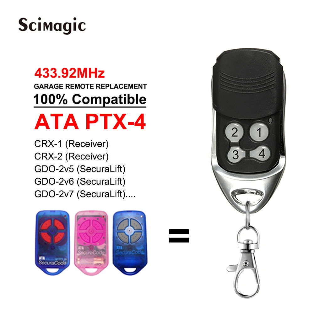 

ATA PTX-4 PTX4 Remote Control 433.92 433MHz Replacement Slide Button Protection Free Keychain Battery Include 10-100m