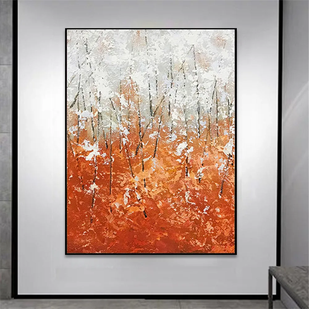 

Hot selling modern 100% hand-painted oil painting red gray texture abstract canvas painting for home living room decor wall art