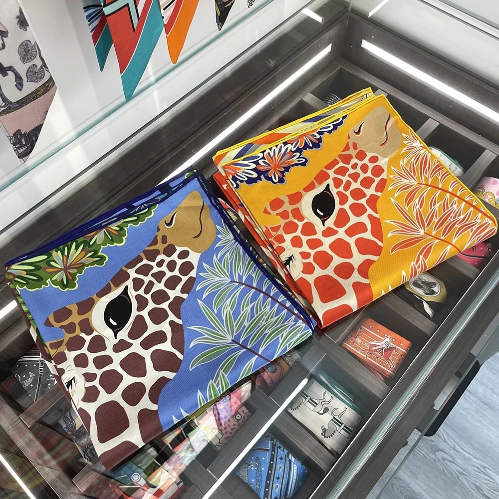 

90*90cm Fashion Silk Satin Hair Scarf Women 2021 Handkerchief Printed Female Square Head Bandana Small Neck muffler hijab lady