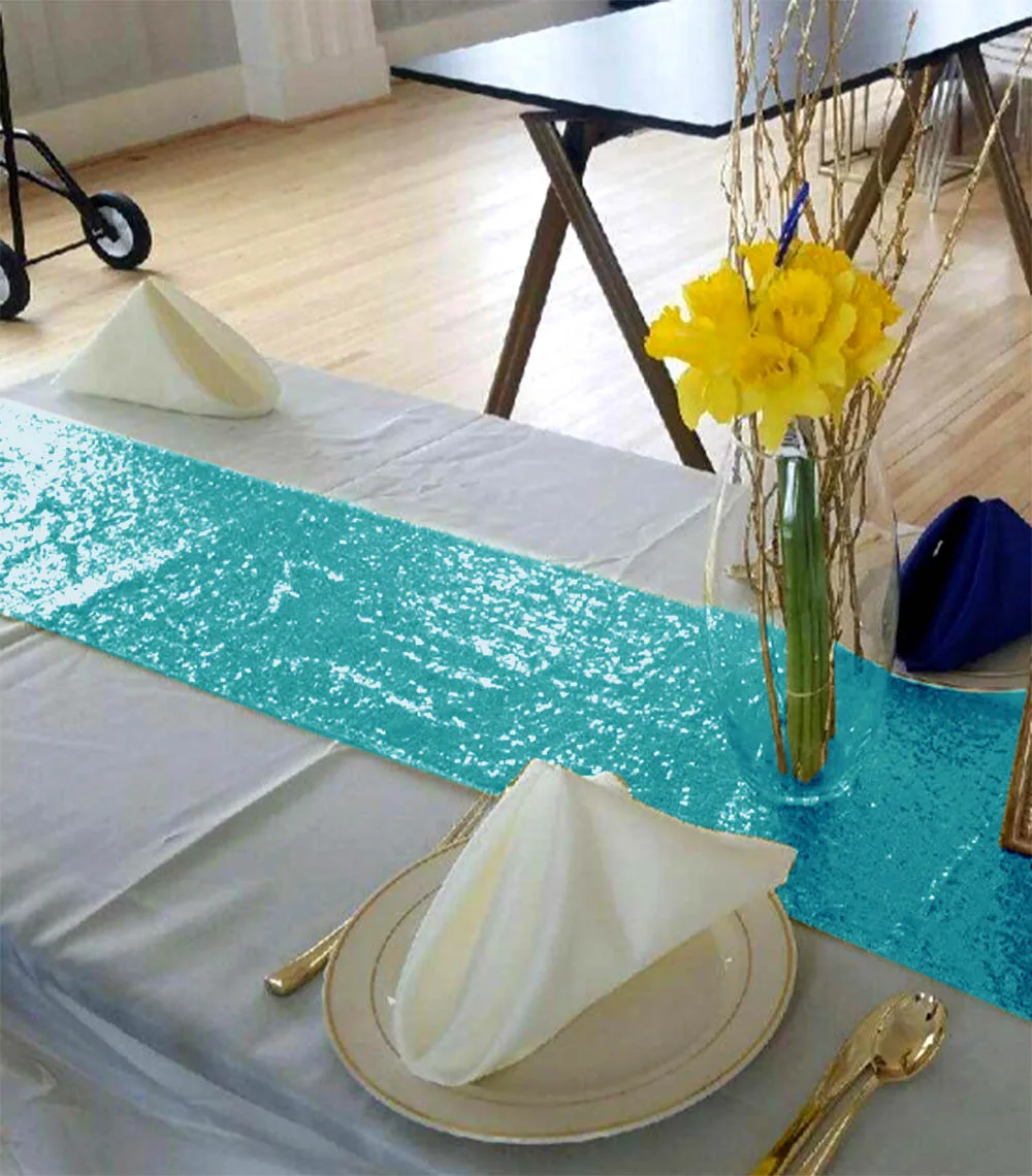 12x72 дюймов Рождественская скатерть с зелеными блестками для обеденного стола