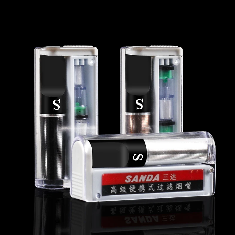 

Cigarette holder, gold Smoking Pipe With 2 filters in Portable Box cigarette Filter, cycle mouth sd126